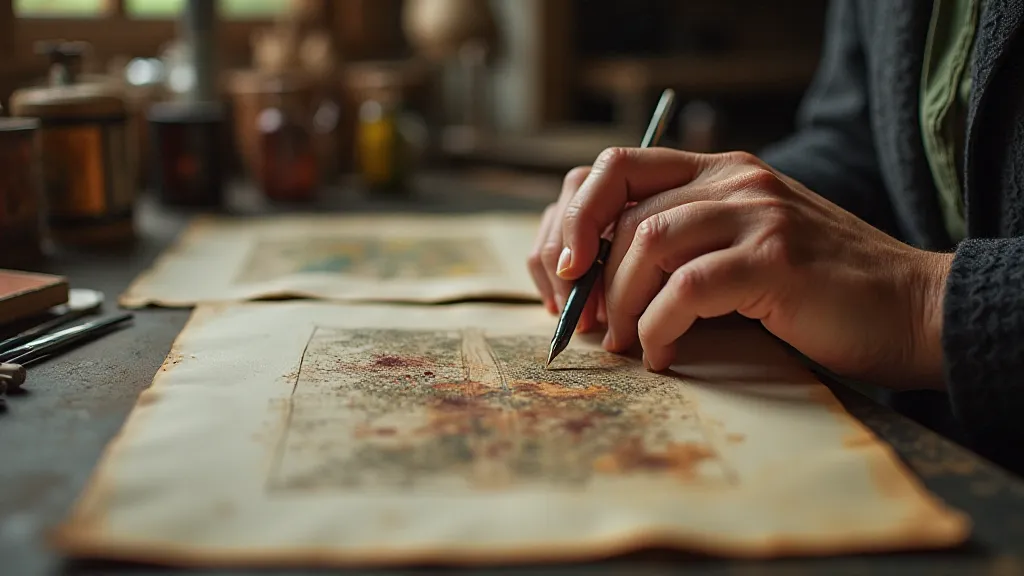 Artisan applying color to a photograph