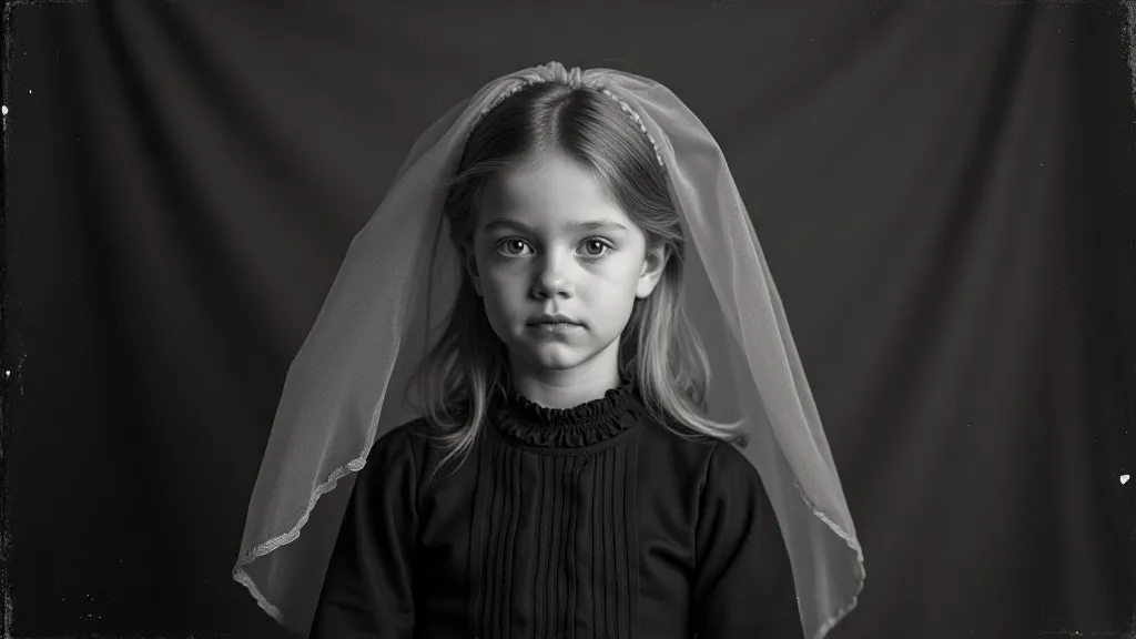 Victorian portrait of a girl with a blue veil