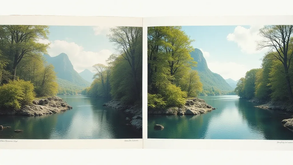 Black and white versus hand-tinted landscape print comparison