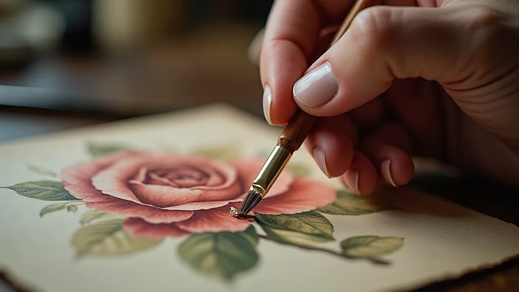 Victorian colorist applying watercolor to a print