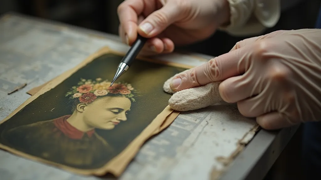 Photograph restorer working on a Victorian photo