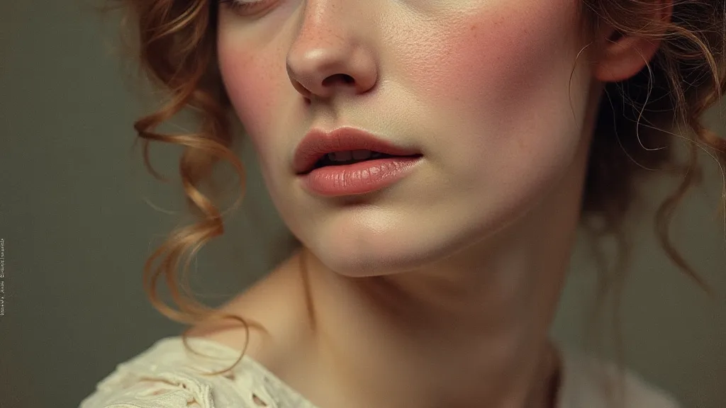Close-up of tinted cheek on a Victorian photograph