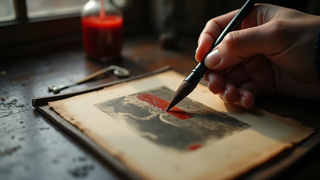 Photographer applying color to a photograph