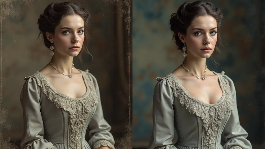 Comparison of black and white and colorized Victorian photograph