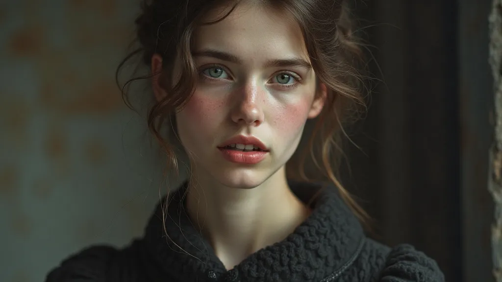 Victorian woman with partially tinted cheeks